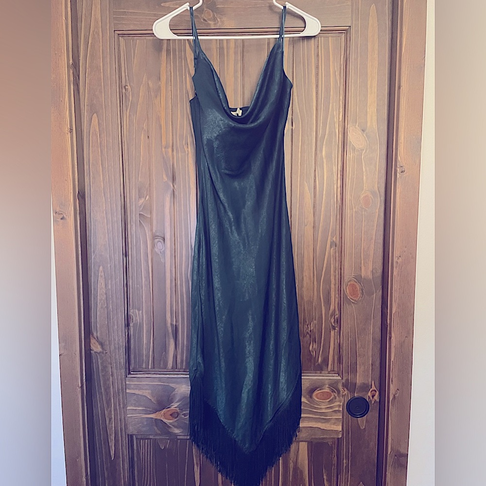 Beautiful dark green spaghetti strap dress
